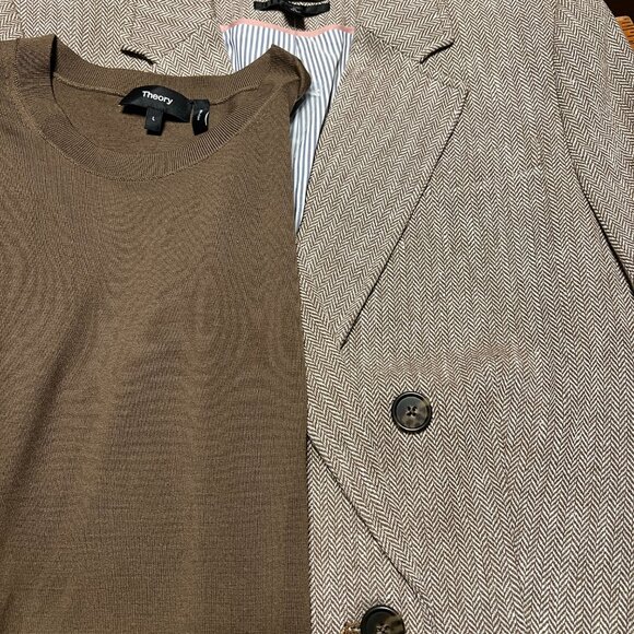 J CREW BRISTOL BLAZER LINEN COTTON BLEND SIZE 8 NEW + THOERY MERINO TEE - Picture 2 of 15